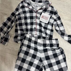 Rae Dunn Black and White Checkered Pajama Set